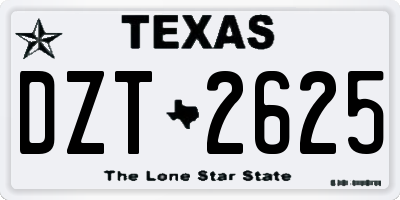 TX license plate DZT2625