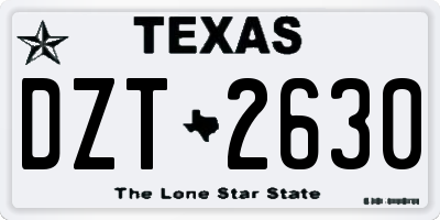 TX license plate DZT2630