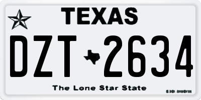 TX license plate DZT2634