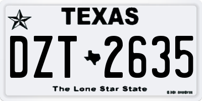 TX license plate DZT2635