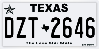 TX license plate DZT2646