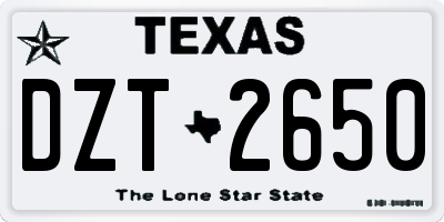 TX license plate DZT2650