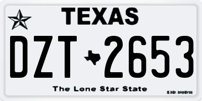 TX license plate DZT2653
