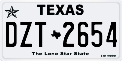 TX license plate DZT2654