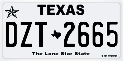 TX license plate DZT2665
