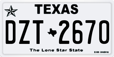 TX license plate DZT2670