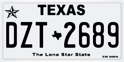 TX license plate DZT2689