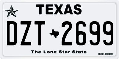 TX license plate DZT2699