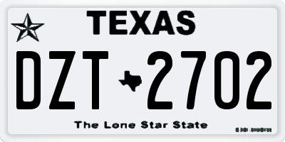 TX license plate DZT2702