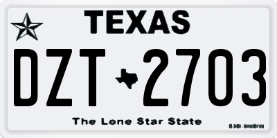 TX license plate DZT2703