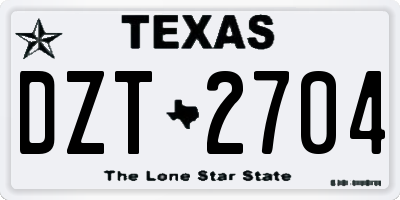 TX license plate DZT2704