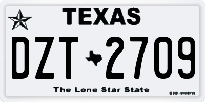 TX license plate DZT2709