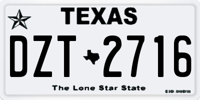 TX license plate DZT2716