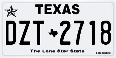 TX license plate DZT2718