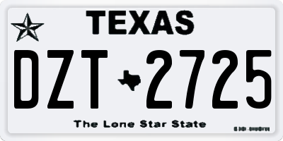 TX license plate DZT2725