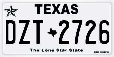 TX license plate DZT2726