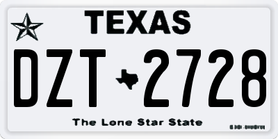 TX license plate DZT2728