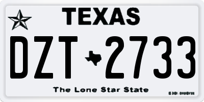 TX license plate DZT2733