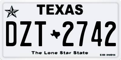 TX license plate DZT2742