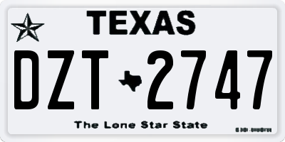 TX license plate DZT2747