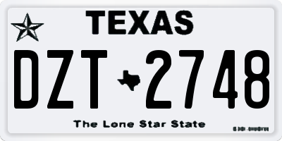 TX license plate DZT2748