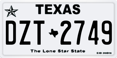 TX license plate DZT2749