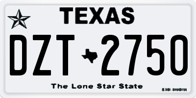 TX license plate DZT2750