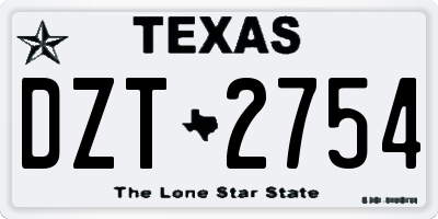 TX license plate DZT2754