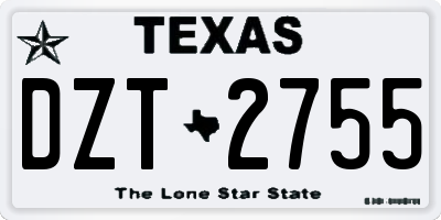 TX license plate DZT2755