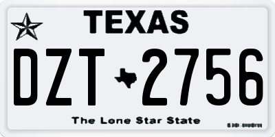 TX license plate DZT2756