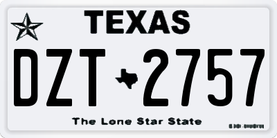 TX license plate DZT2757