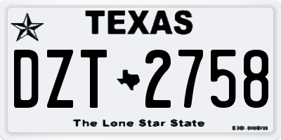 TX license plate DZT2758