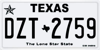 TX license plate DZT2759