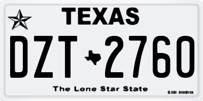 TX license plate DZT2760