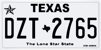 TX license plate DZT2765