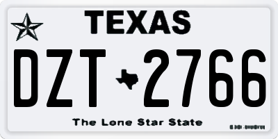 TX license plate DZT2766