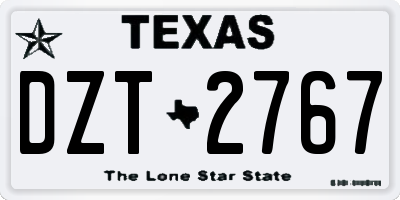 TX license plate DZT2767