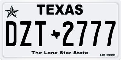 TX license plate DZT2777