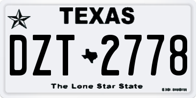 TX license plate DZT2778