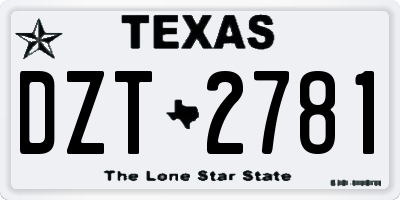 TX license plate DZT2781