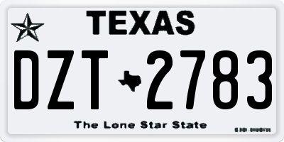 TX license plate DZT2783