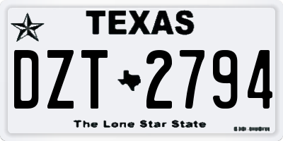 TX license plate DZT2794