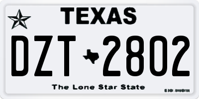 TX license plate DZT2802