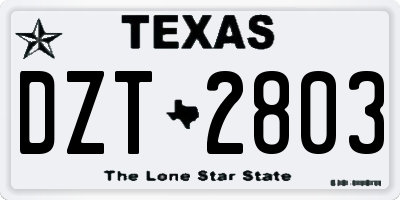 TX license plate DZT2803