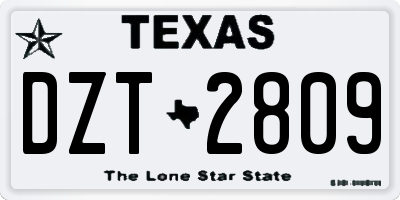 TX license plate DZT2809