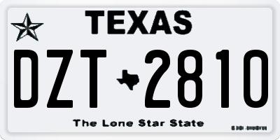 TX license plate DZT2810