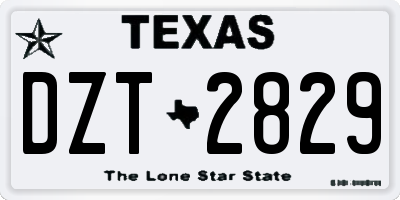 TX license plate DZT2829