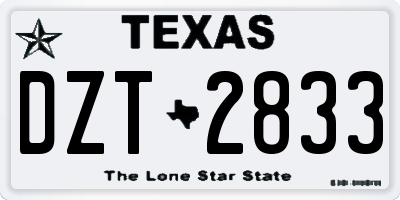 TX license plate DZT2833