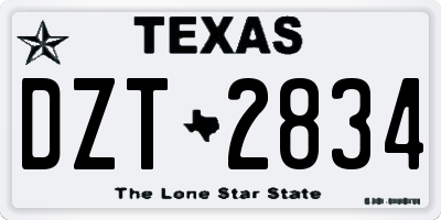 TX license plate DZT2834