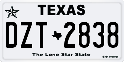TX license plate DZT2838